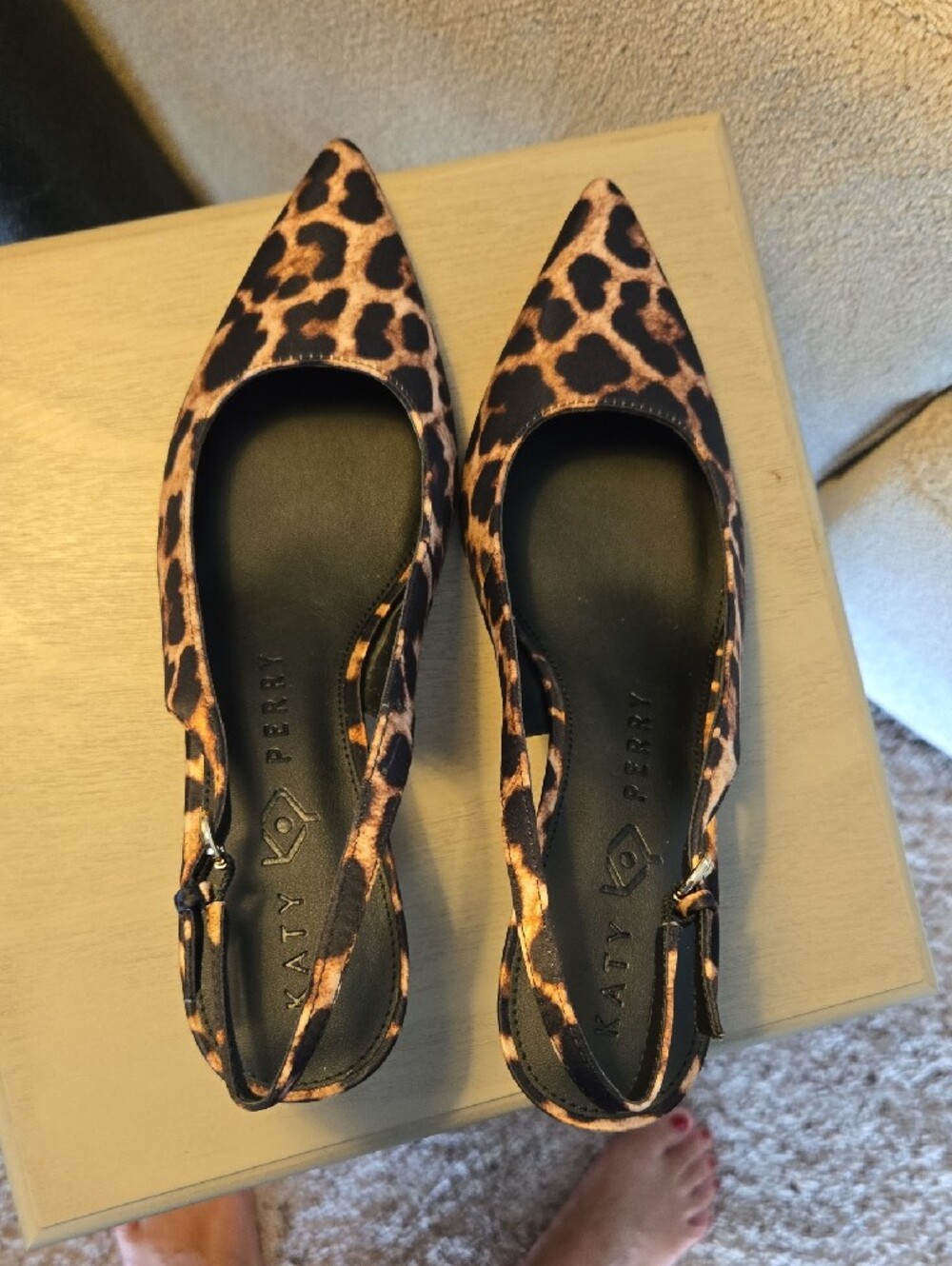 Katy Perry Collections Leopard Print Slingback Pointed Toe Heels - Brown/Black - Picture 4 of 7